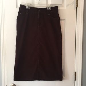 Eddie Bauer Long Brown Corduroy Skirt